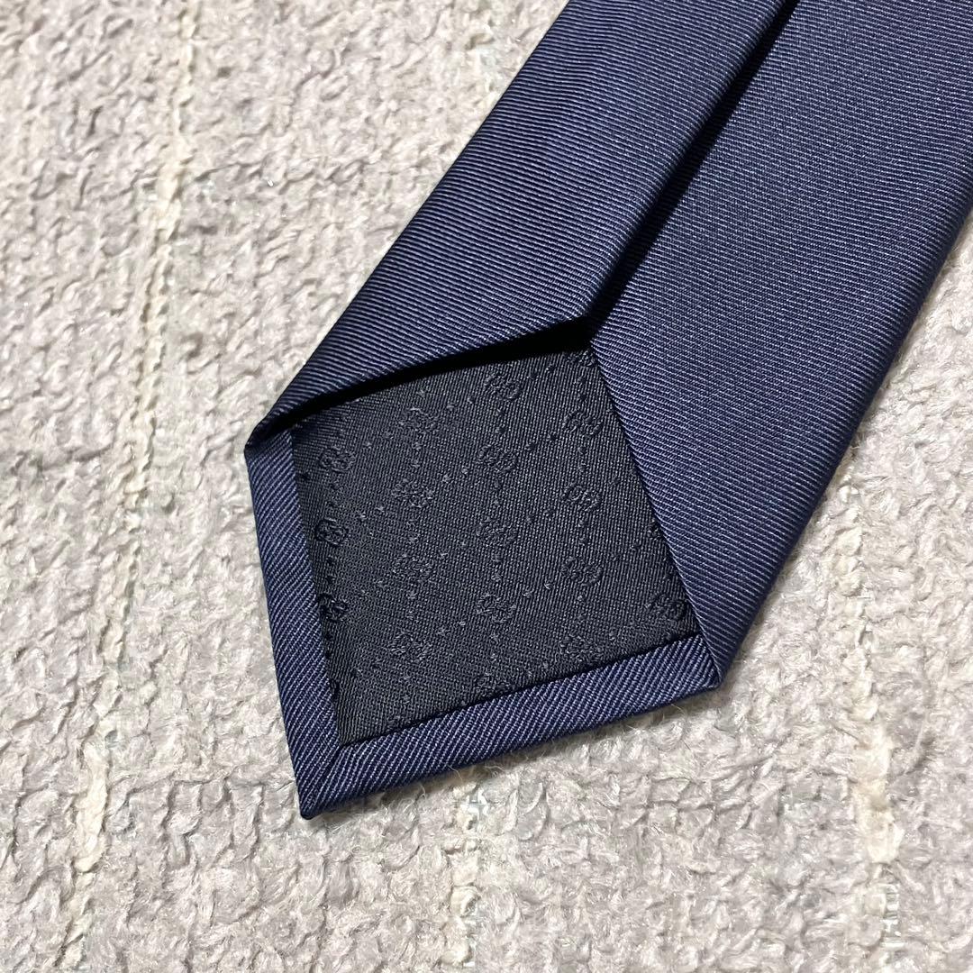 美品！グッチ［ネクタイ］ジャガード　ネイビー　蜂　Bee　ビジネス