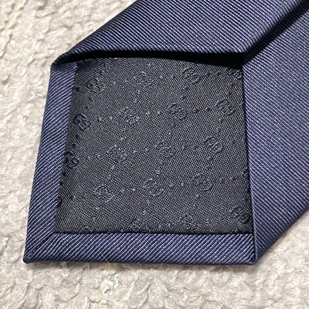 美品！グッチ［ネクタイ］ジャガード　ネイビー　蜂　Bee　ビジネス