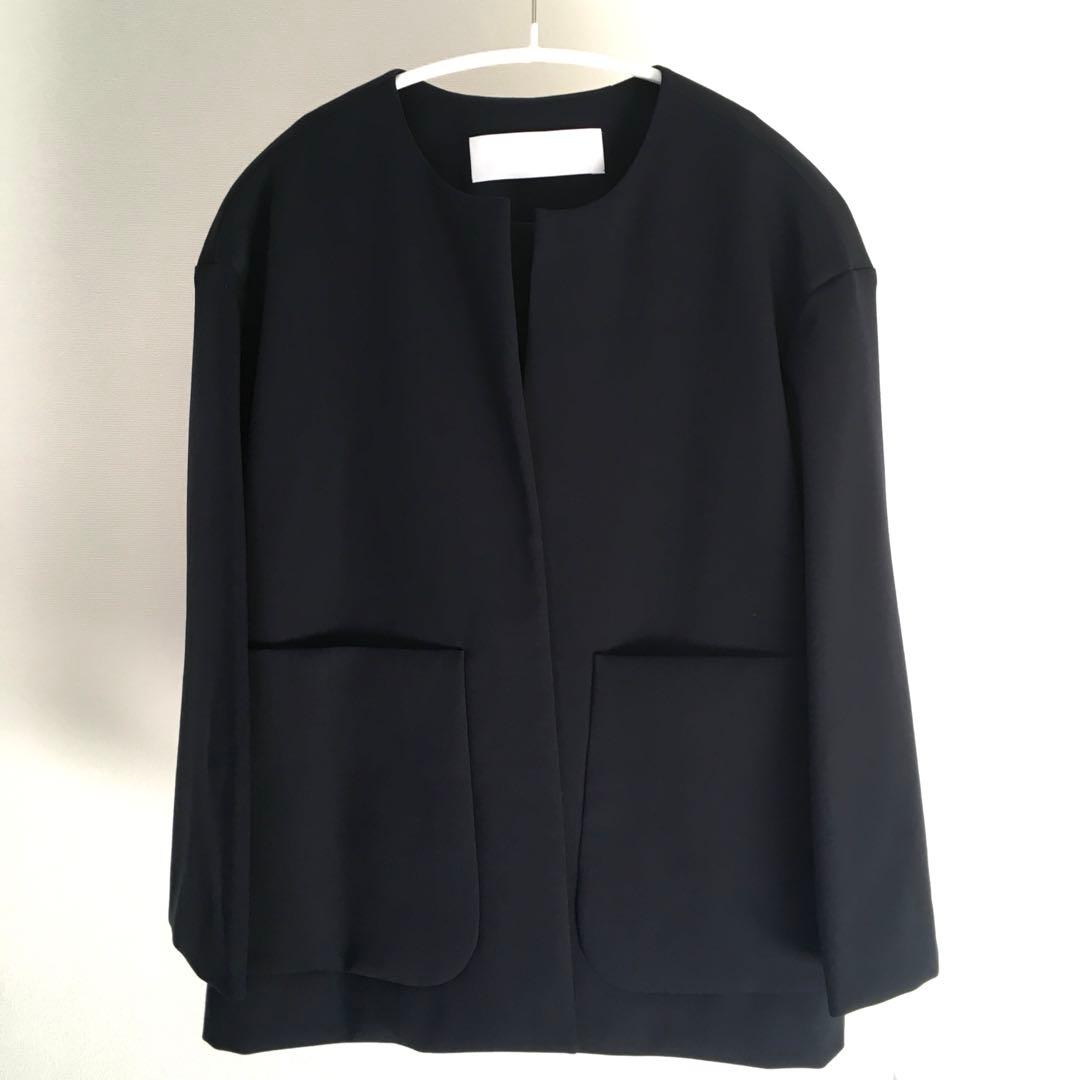 【新品未着用】saqui ノーカラーネイビージャケット サイズ38 SAQUI