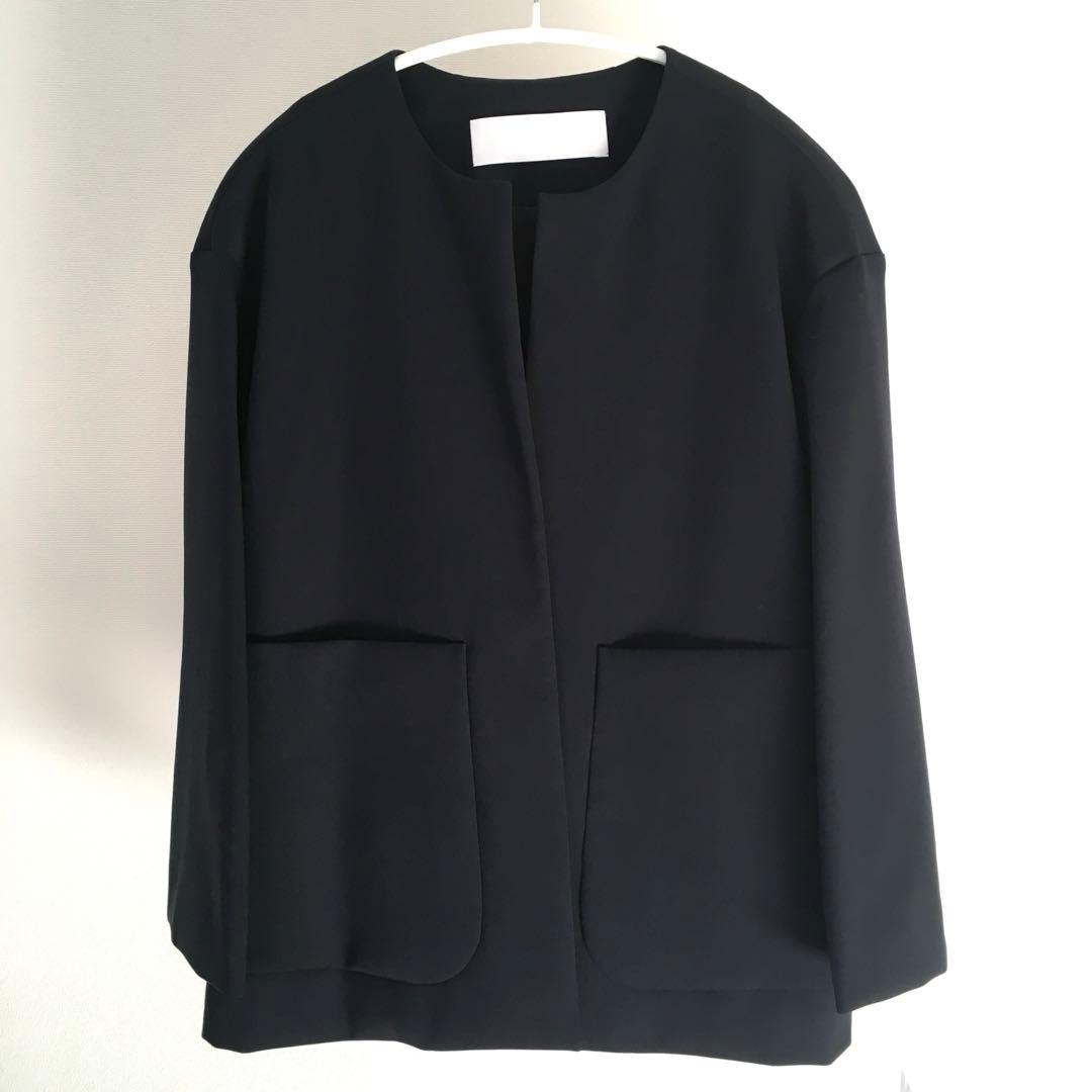 【新品未着用】saqui ノーカラーネイビージャケット サイズ38 SAQUI