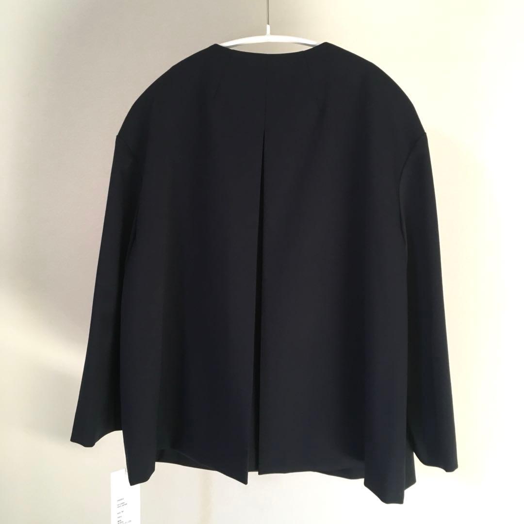 【新品未着用】saqui ノーカラーネイビージャケット サイズ38 SAQUI