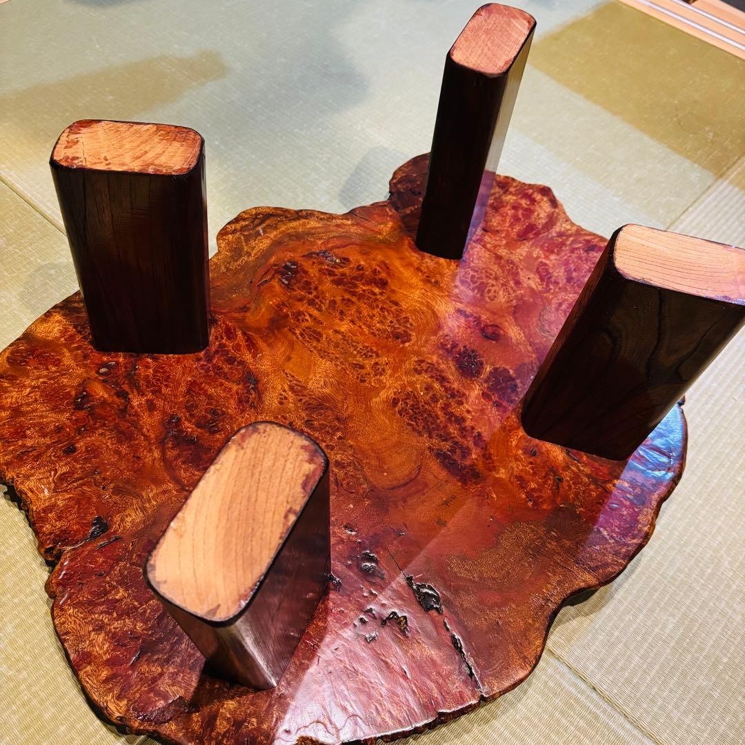 花梨 一枚板 天然木 花台 テーブル ローテーブル 瘤 座卓　飾り台