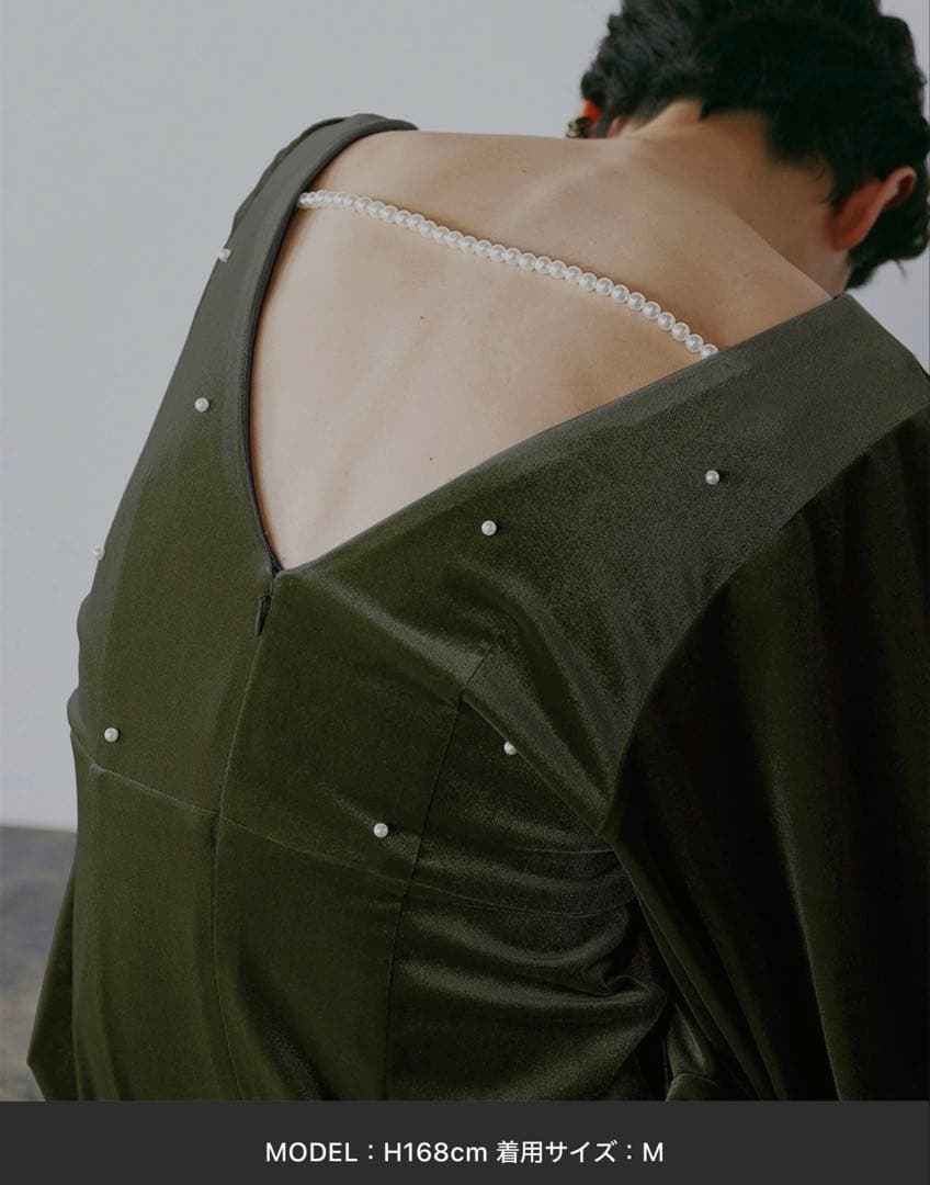 値下げ！Ameri BACK OPEN PEARL VELOUR DRESS
