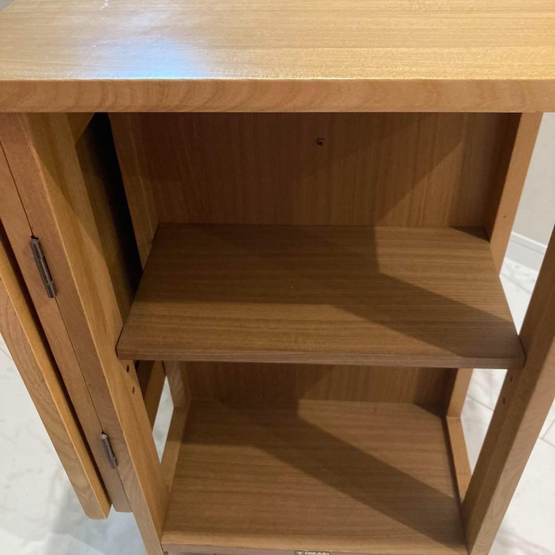 光家具　バタフライ式　キッチンワゴン　マルチワゴン　木製　キャスター付き