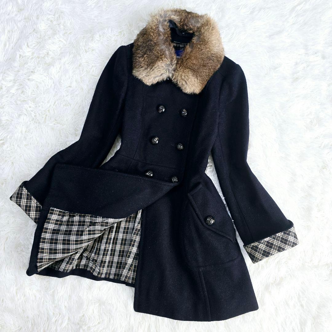 まやさま様バーバリー.ブルーレーベル ラビットファーダブル 2way コート