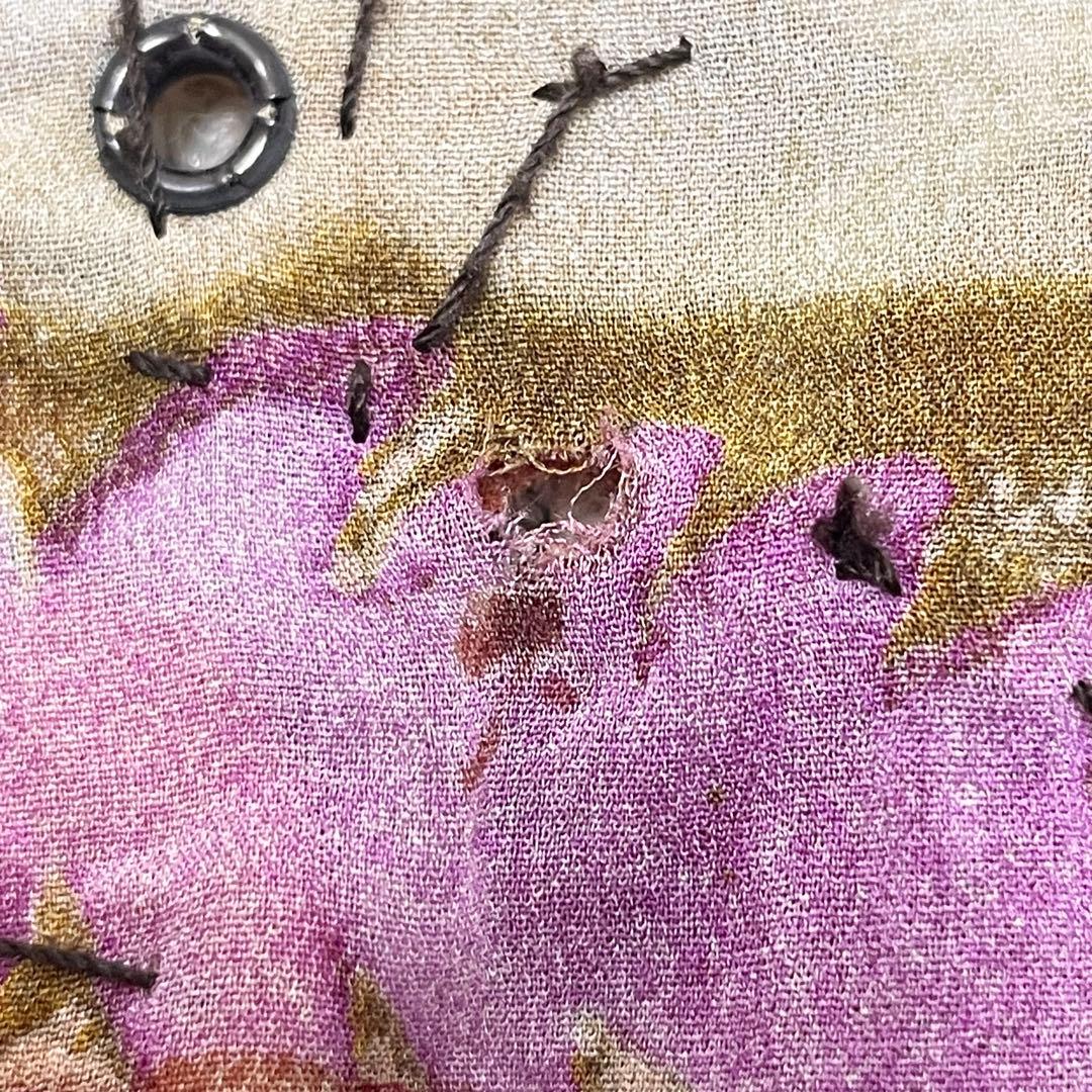 珍品❤️プラダ PRADA シルク 総柄 レザー ボタニカル 総柄