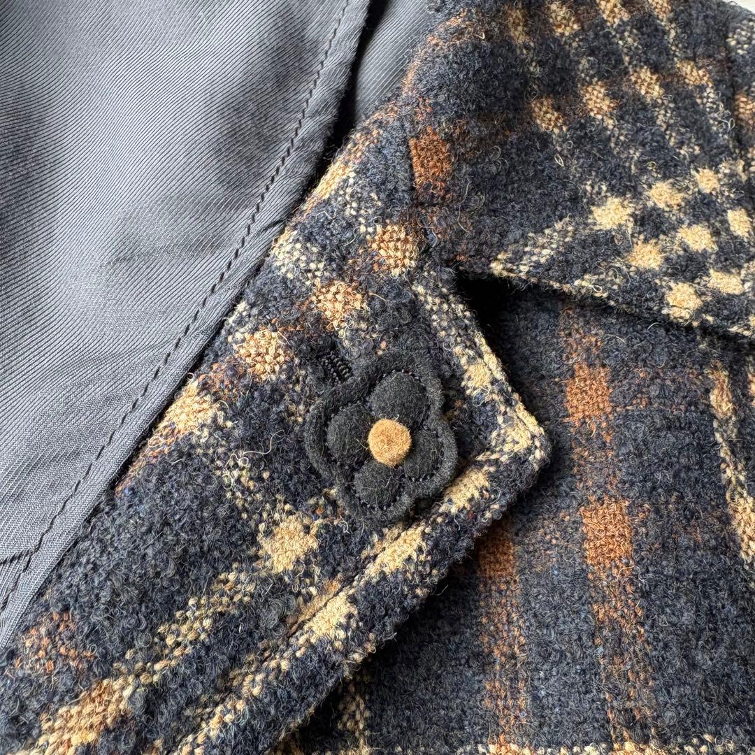 LARDINI ラルディーニ チェック チェスターコート ウール ガウン 50