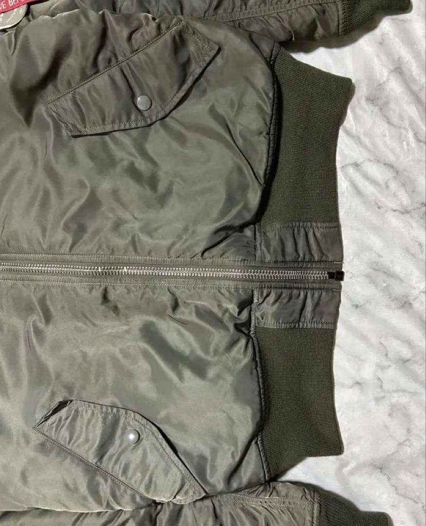 ALPHA MA-1 フライトジャケット エンブレム 刺繍 Lサイズ カーキ