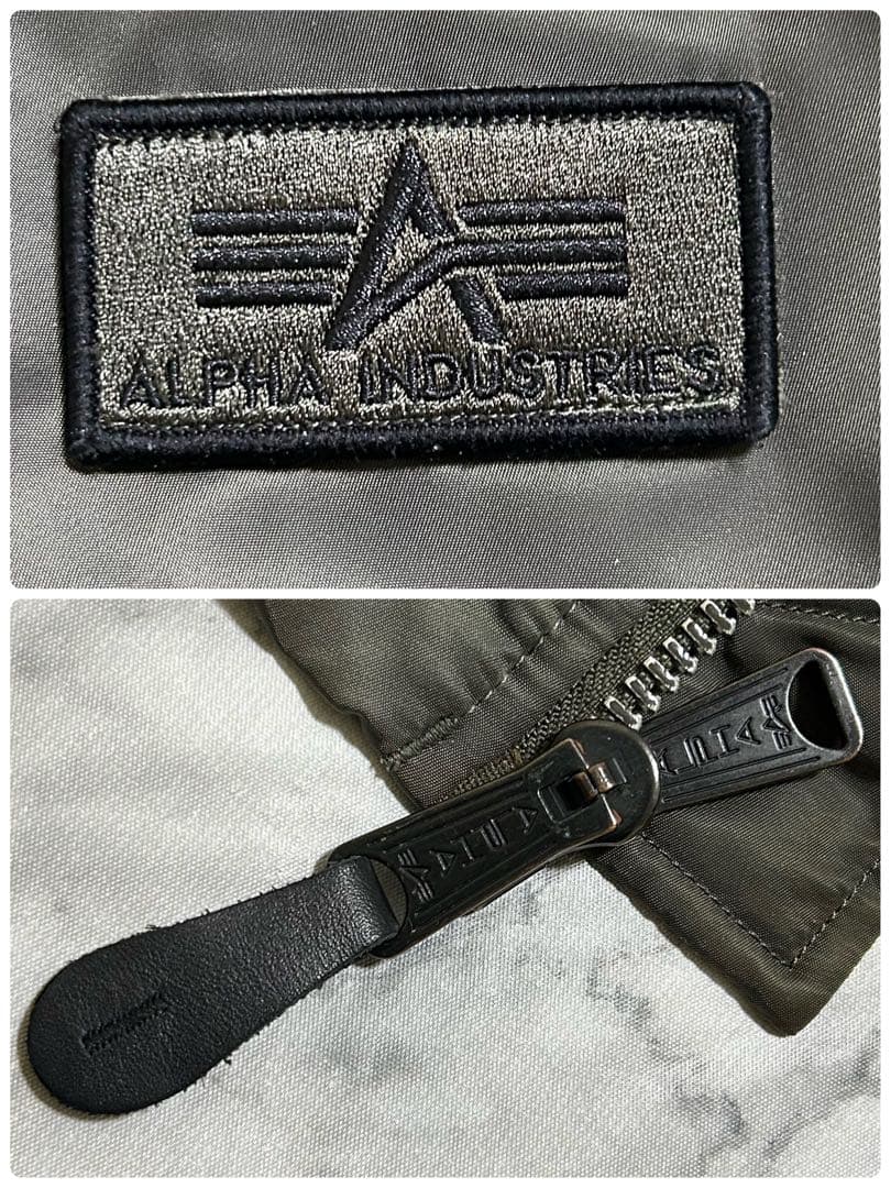 ALPHA MA-1 フライトジャケット エンブレム 刺繍 Lサイズ カーキ