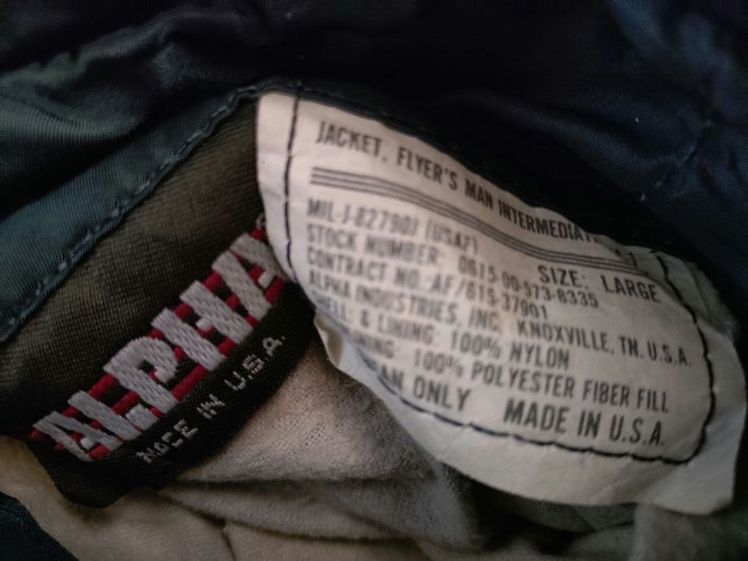 【超希少旧タグ】【USA製】【Lサイズ】【アルファ】【MA-1】【ネイビー】