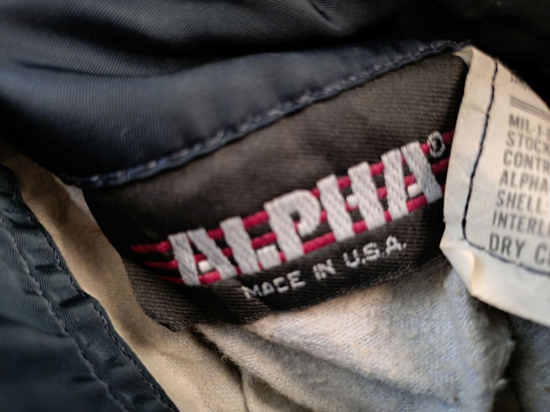 【超希少旧タグ】【USA製】【Lサイズ】【アルファ】【MA-1】【ネイビー】