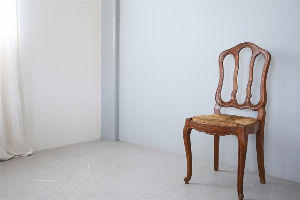 フランスアンティーク猫脚ダイニングチェア/イス/ラッシュシート(90-119-3