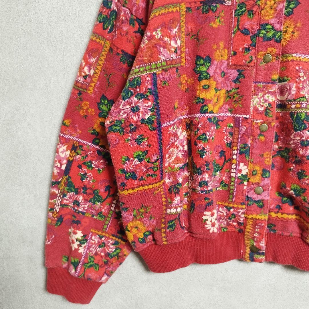 ​希少)KENZO JEANS ケンゾー 花柄 スウェットカーディガン 北斎タグ