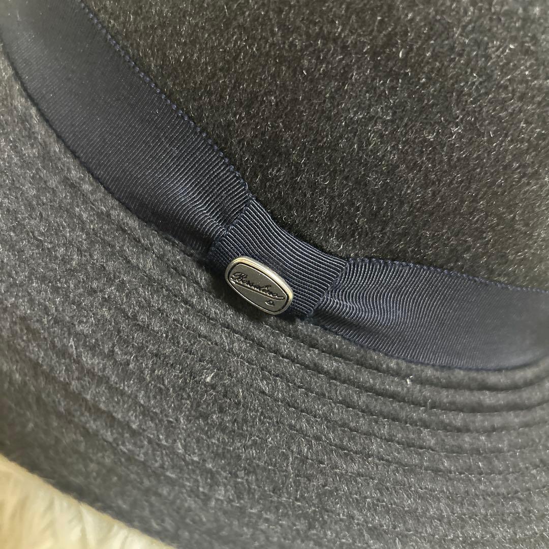 【未使用タグ付き】ボルサリーノ ハット 中折れ カシミヤ100%　黒　59cm