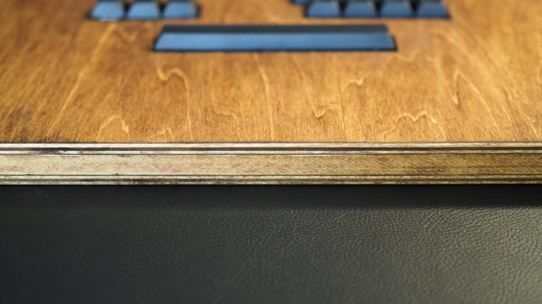 【自作アケコン】木製キーボード型　ダークウォルナットレバーレスコントローラー