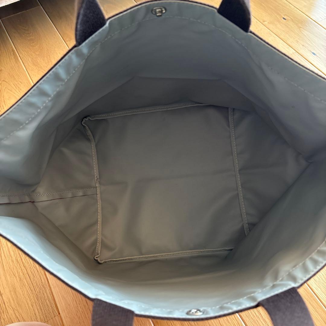 エルベシャプリエ 舟形 トートバッグ キャンバス ブラウン×レッド　L