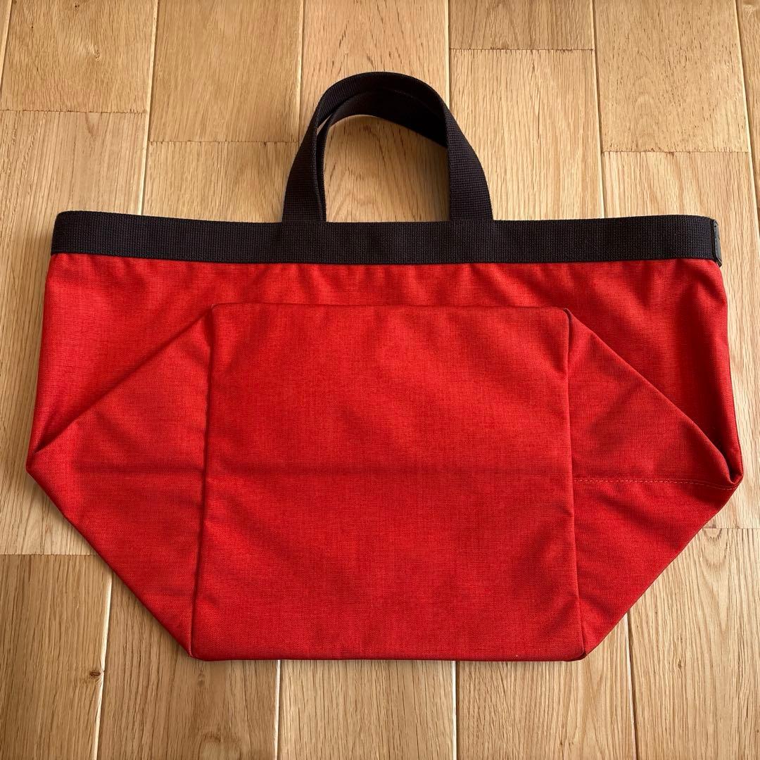 エルベシャプリエ 舟形 トートバッグ キャンバス ブラウン×レッド　L