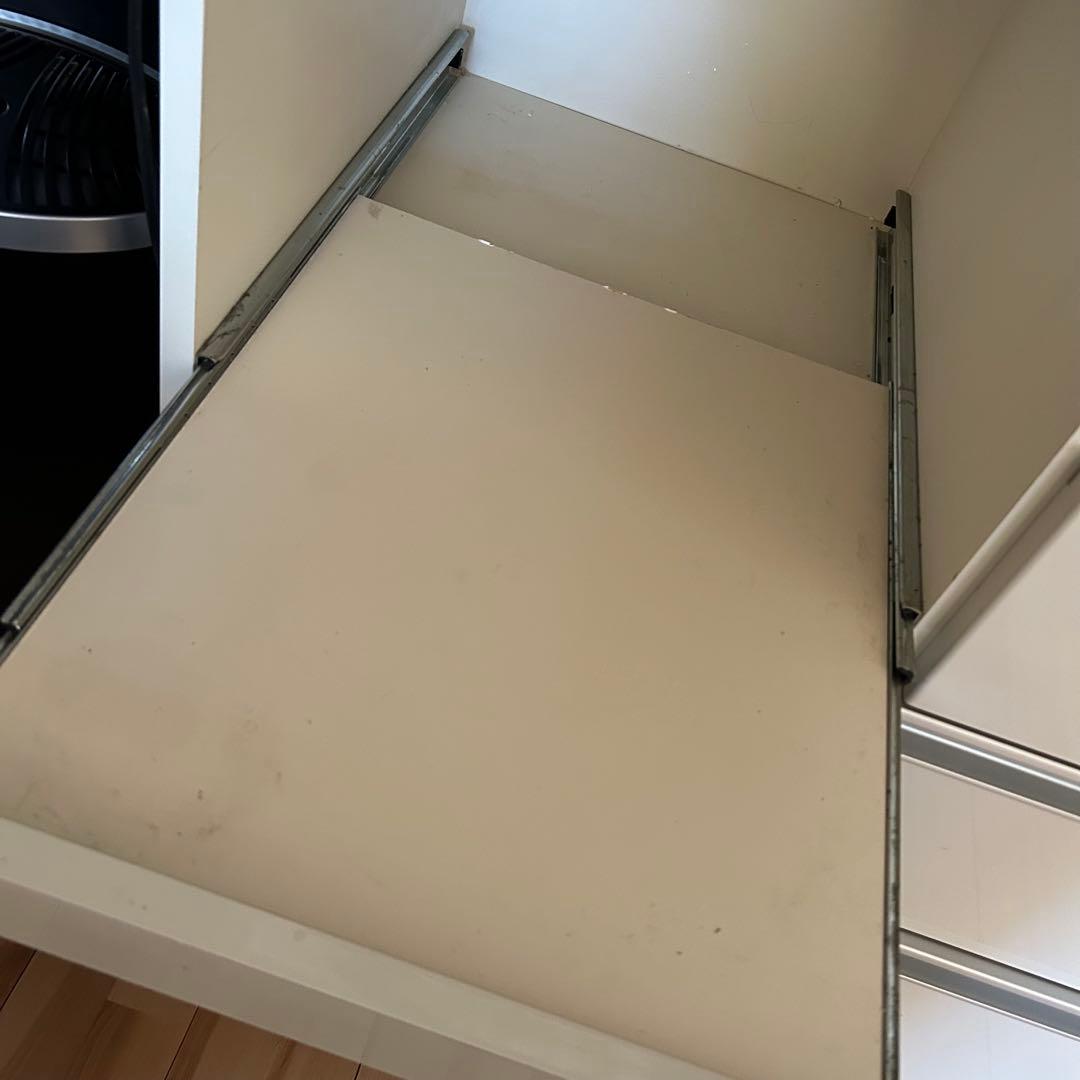 パモウナ　カップボード 120 ホワイト 食器棚　スライド扉付き 説明書