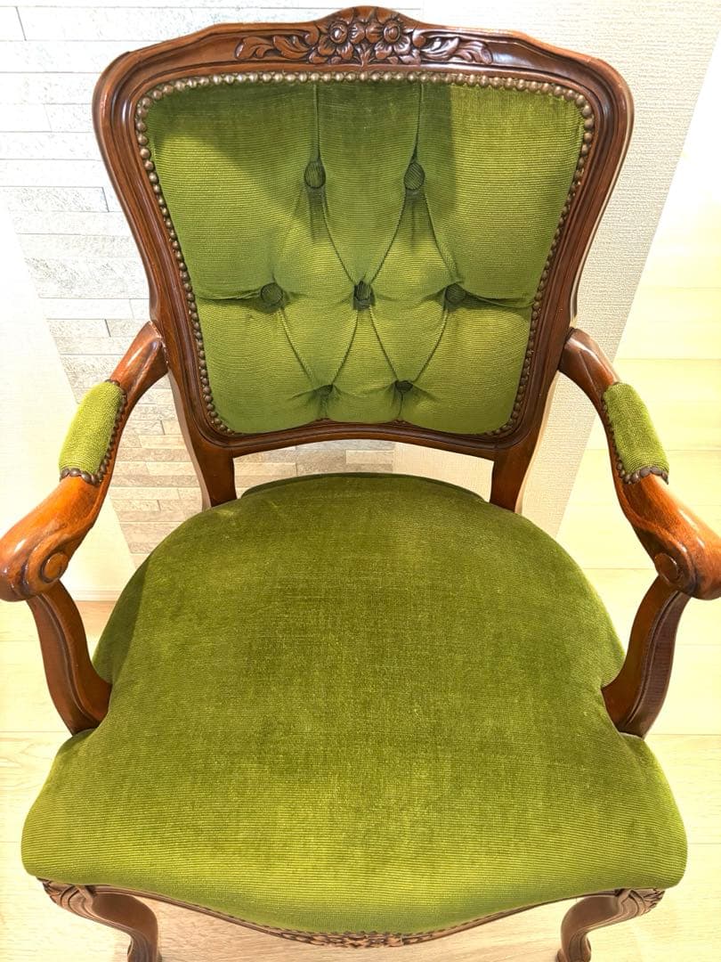 イギリスアンティーク風 猫脚 肘掛け チェア コーデュロイ