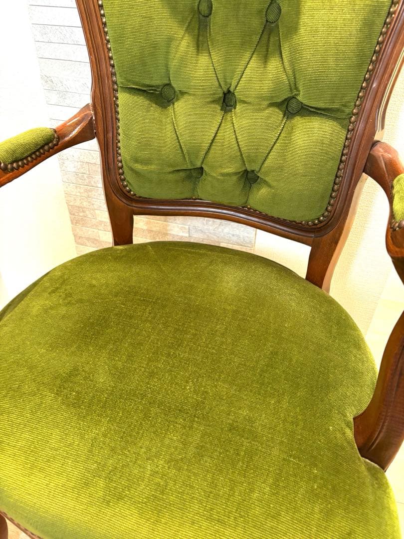 イギリスアンティーク風 猫脚 肘掛け チェア コーデュロイ