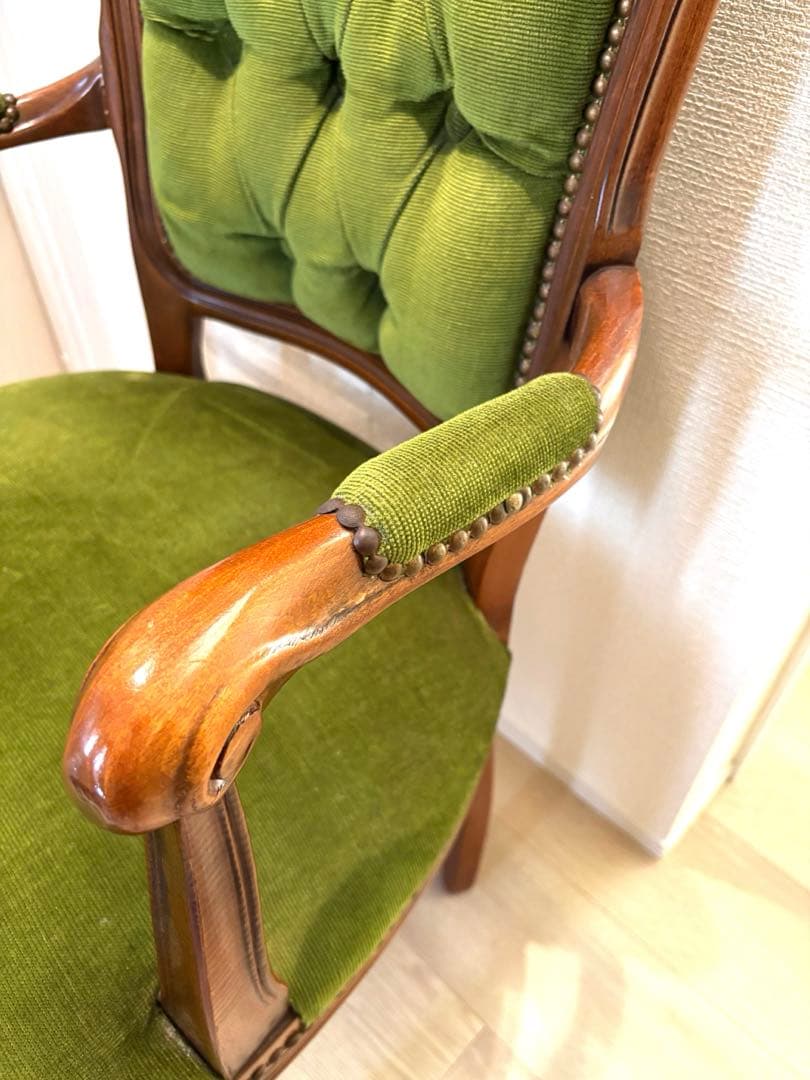 イギリスアンティーク風 猫脚 肘掛け チェア コーデュロイ