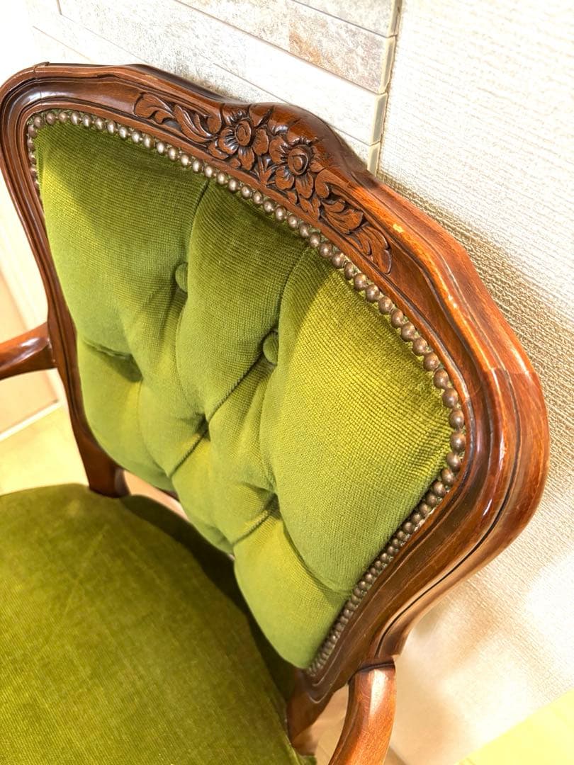 イギリスアンティーク風 猫脚 肘掛け チェア コーデュロイ