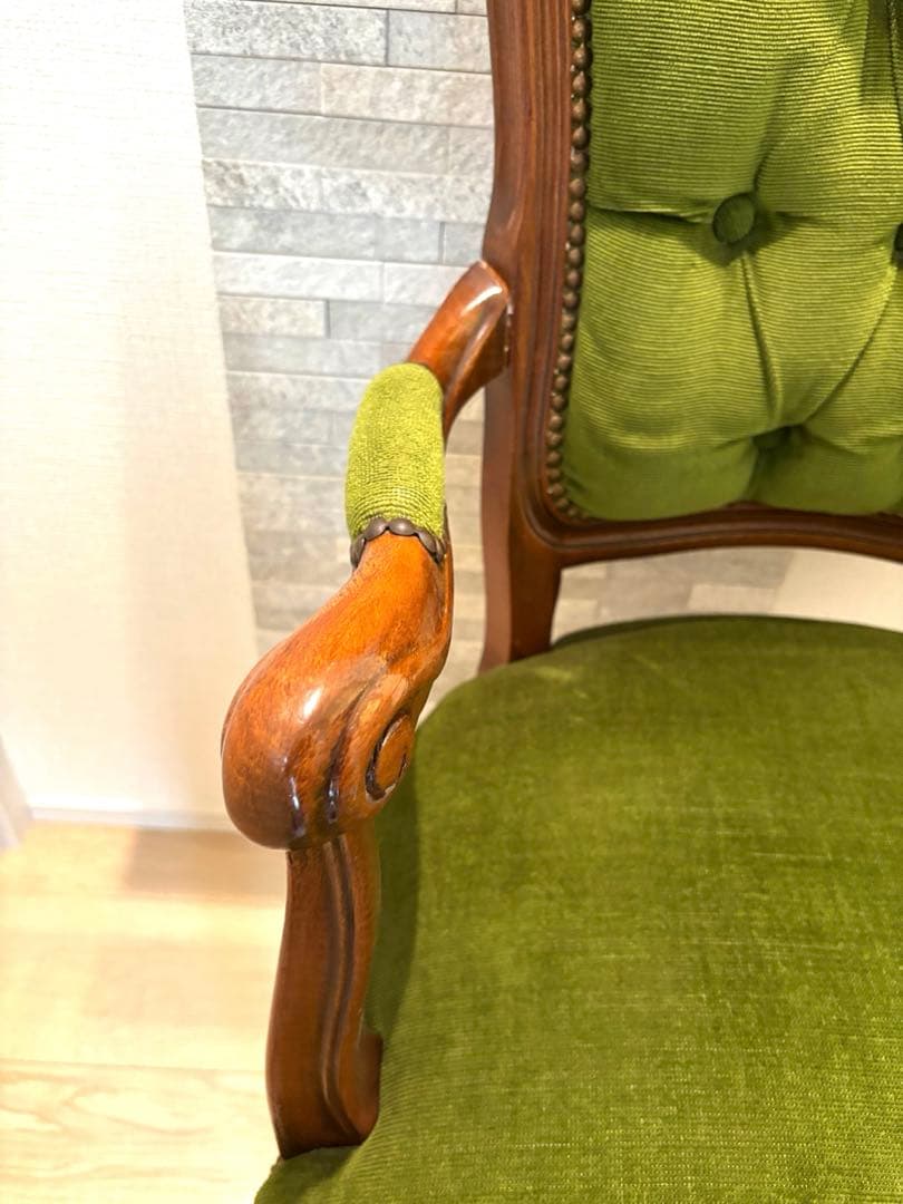 イギリスアンティーク風 猫脚 肘掛け チェア コーデュロイ