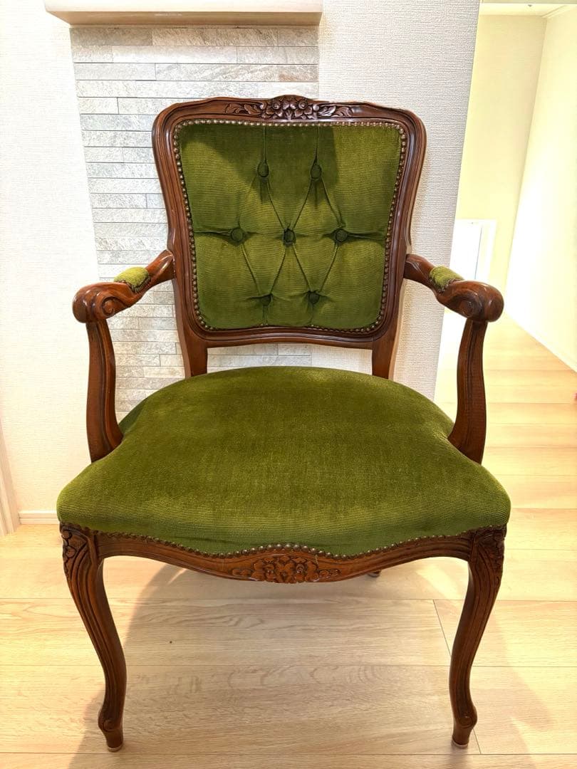 イギリスアンティーク風 猫脚 肘掛け チェア コーデュロイ