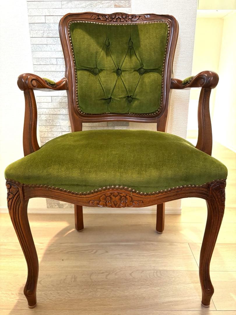 イギリスアンティーク風 猫脚 肘掛け チェア コーデュロイ