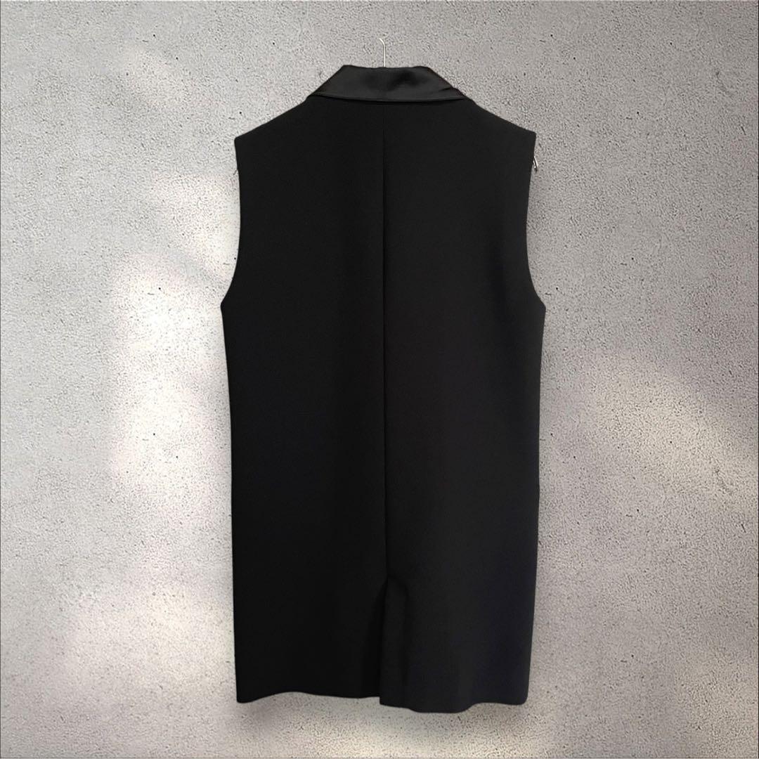 美品 リーファー ドレスジレ 38 黒 梨花 CHAMBRE ショールカラー