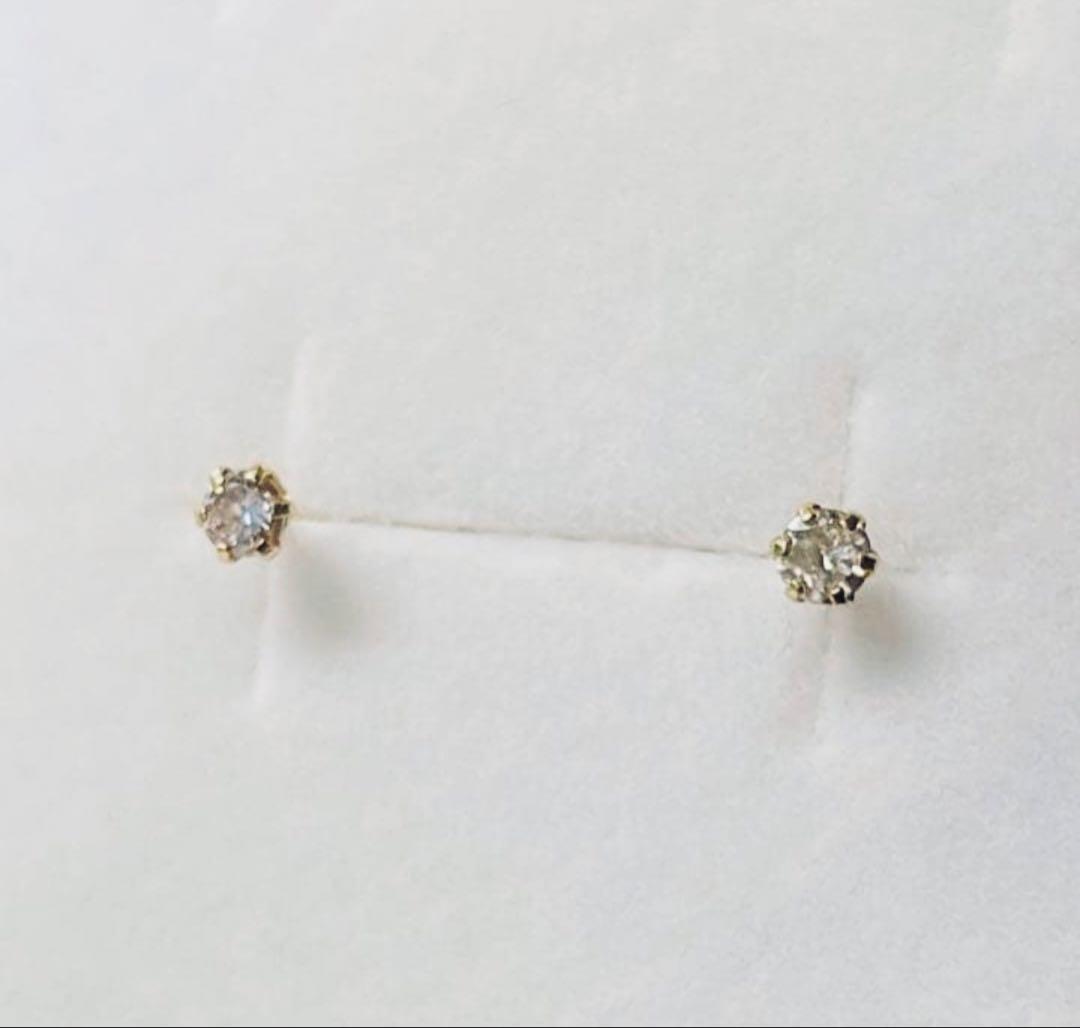 ■現行品■【con affetto】Pt900一粒ダイヤモンドピアス/0.1ct