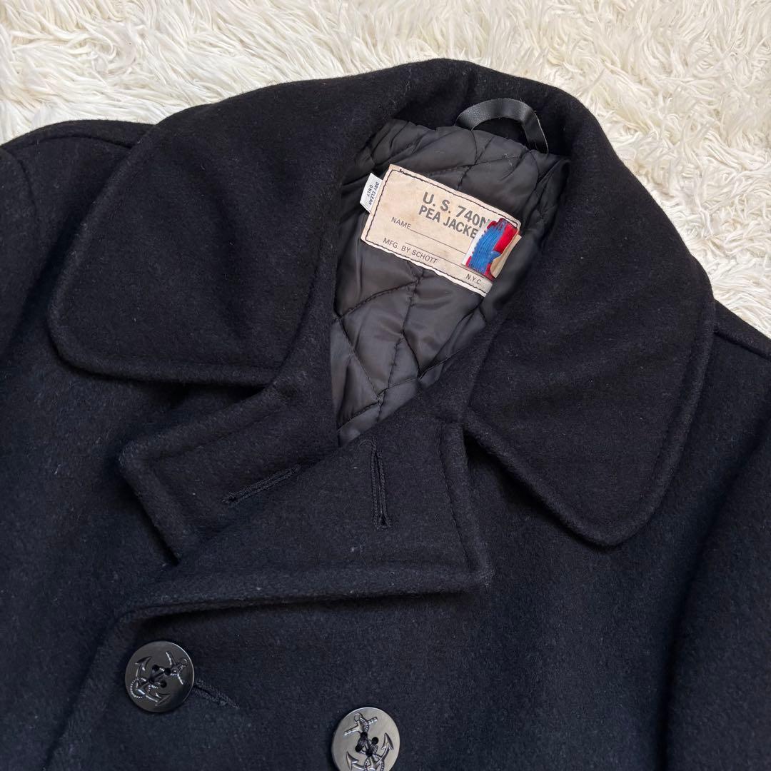 42サイズ　schott ピーコート　740 キルティング　USA製　ブラック