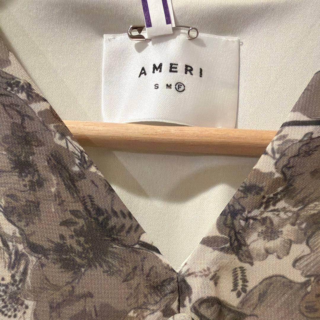 AMERI VINTAGE 紐べルト付 花柄ワンピース オケージョンドレス