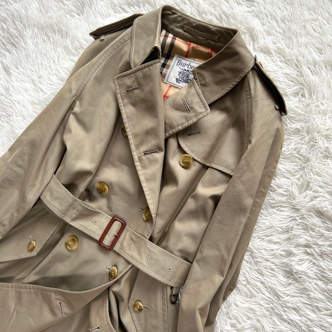 【美品】バーバリー　トレンチコート　ロング丈　ベルト付き　ベージュ　M相当