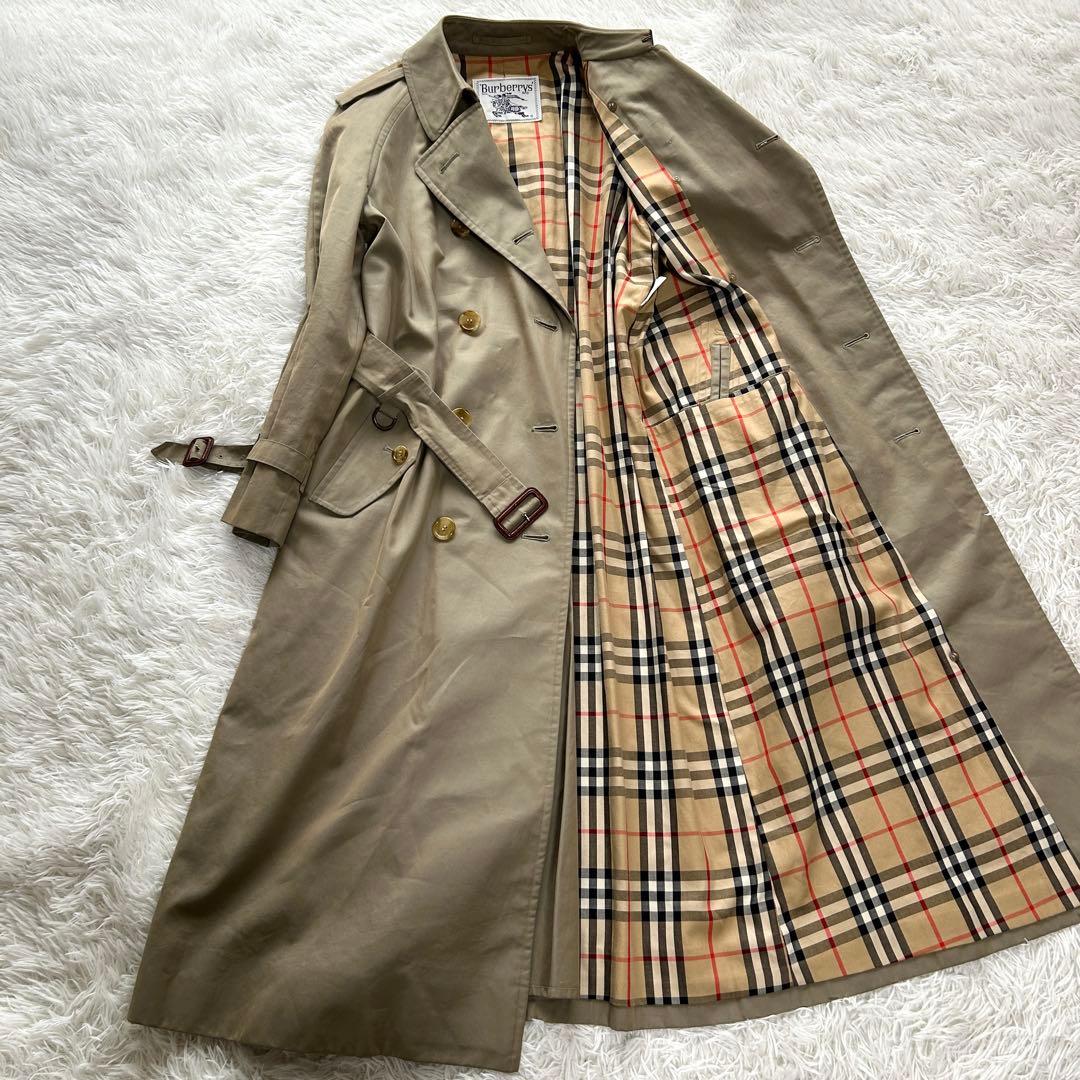 【美品】バーバリー　トレンチコート　ロング丈　ベルト付き　ベージュ　M相当