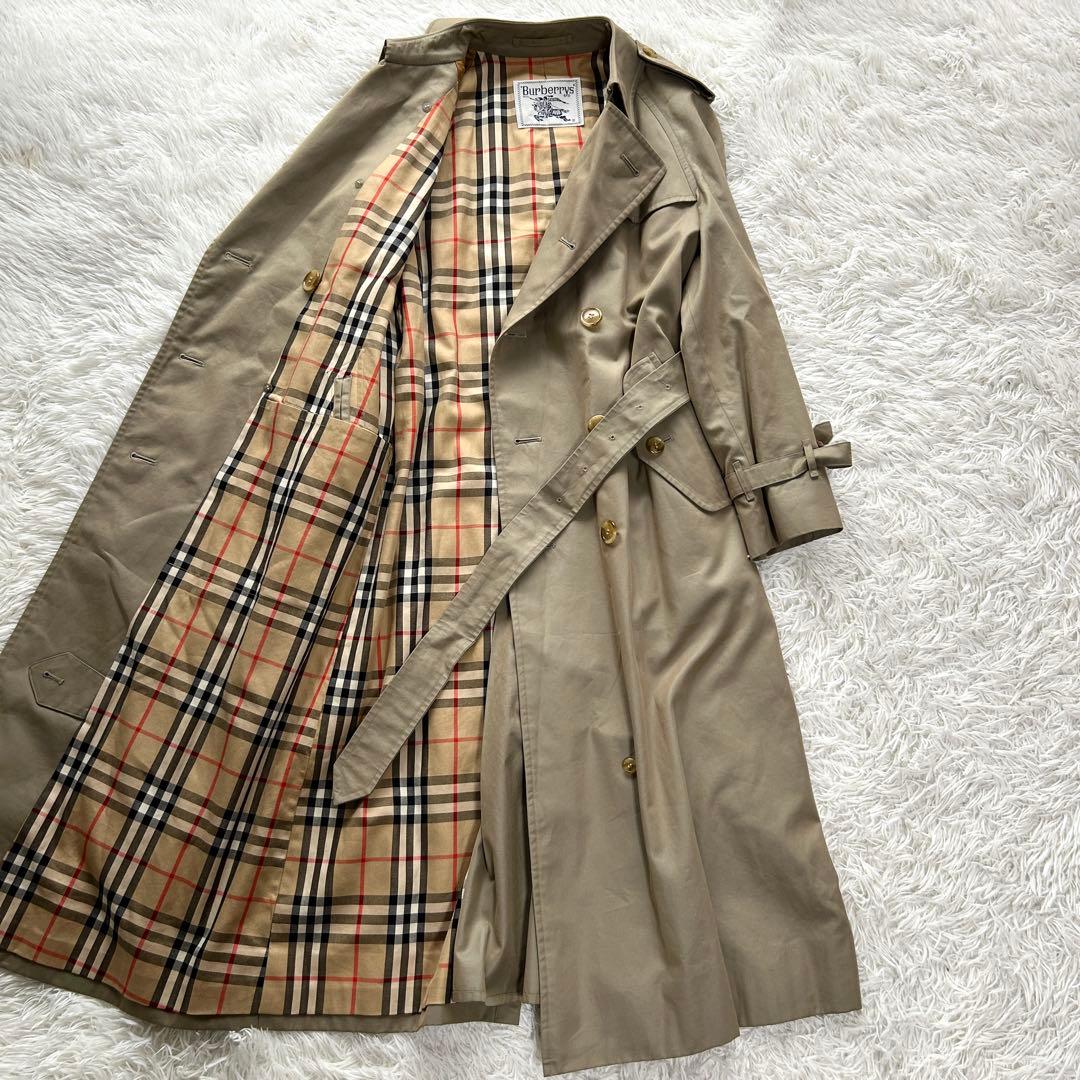 【美品】バーバリー　トレンチコート　ロング丈　ベルト付き　ベージュ　M相当