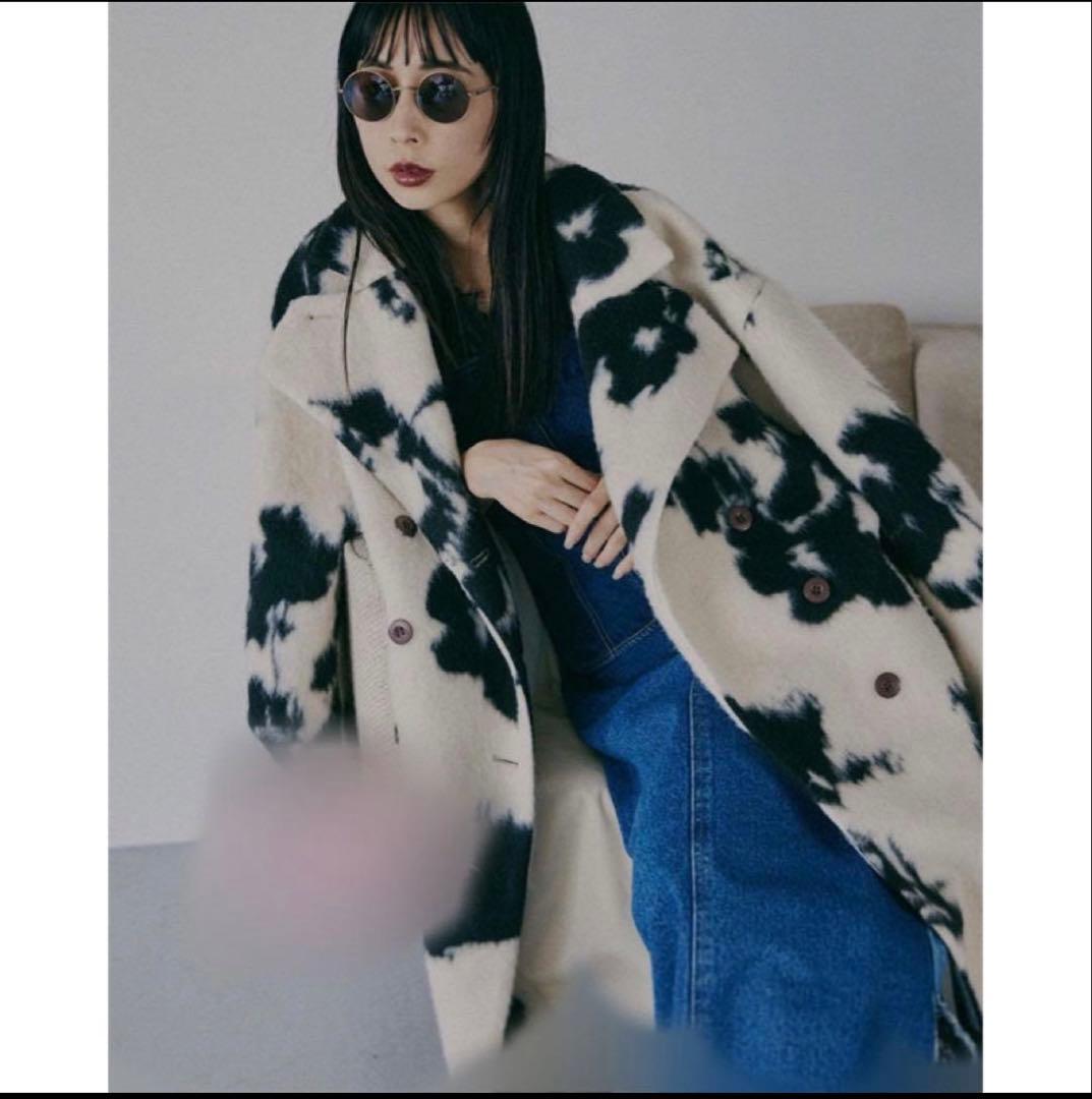 美品 AMERI UND SHADOW FLOWER WOOL COAT S