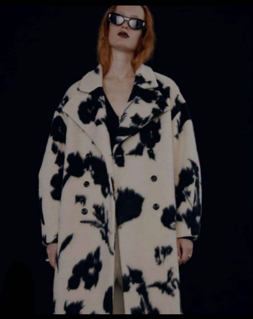 美品 AMERI UND SHADOW FLOWER WOOL COAT S