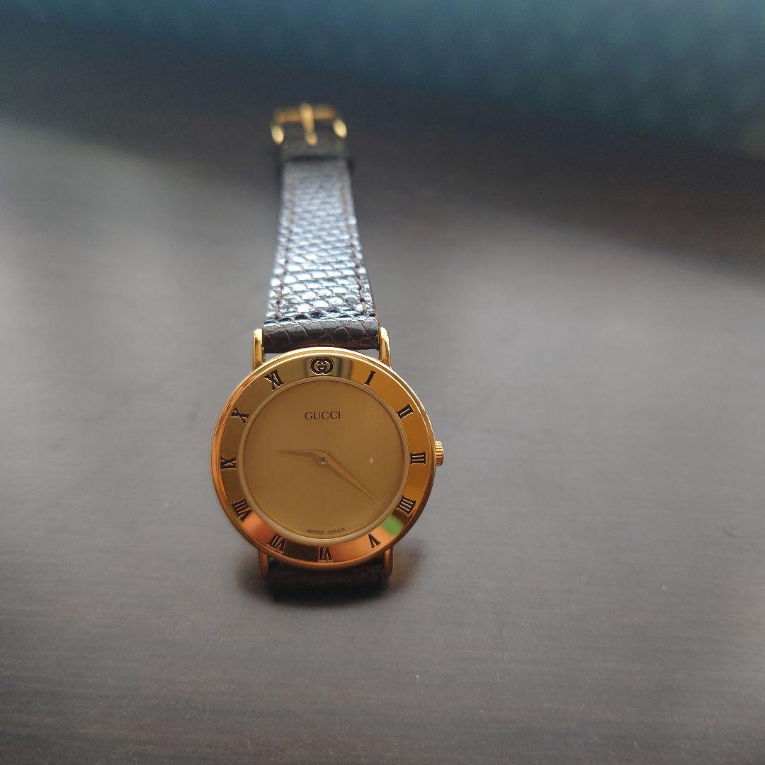 GUCCI アナログ腕時計 ゴールド ブラウン
