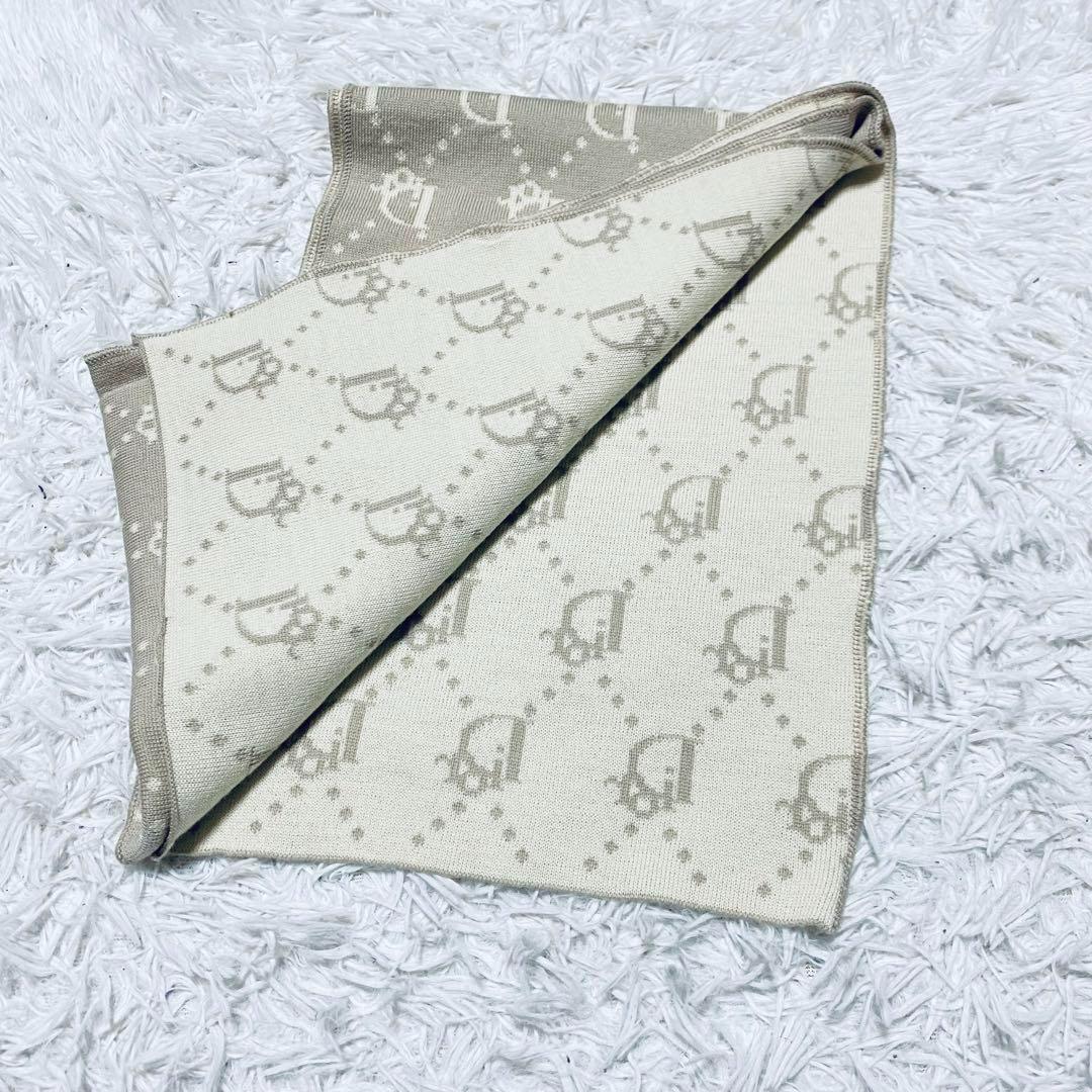 クリスチャンディオール　ベージュ マフラー　トロッター　オブリーク　ウール