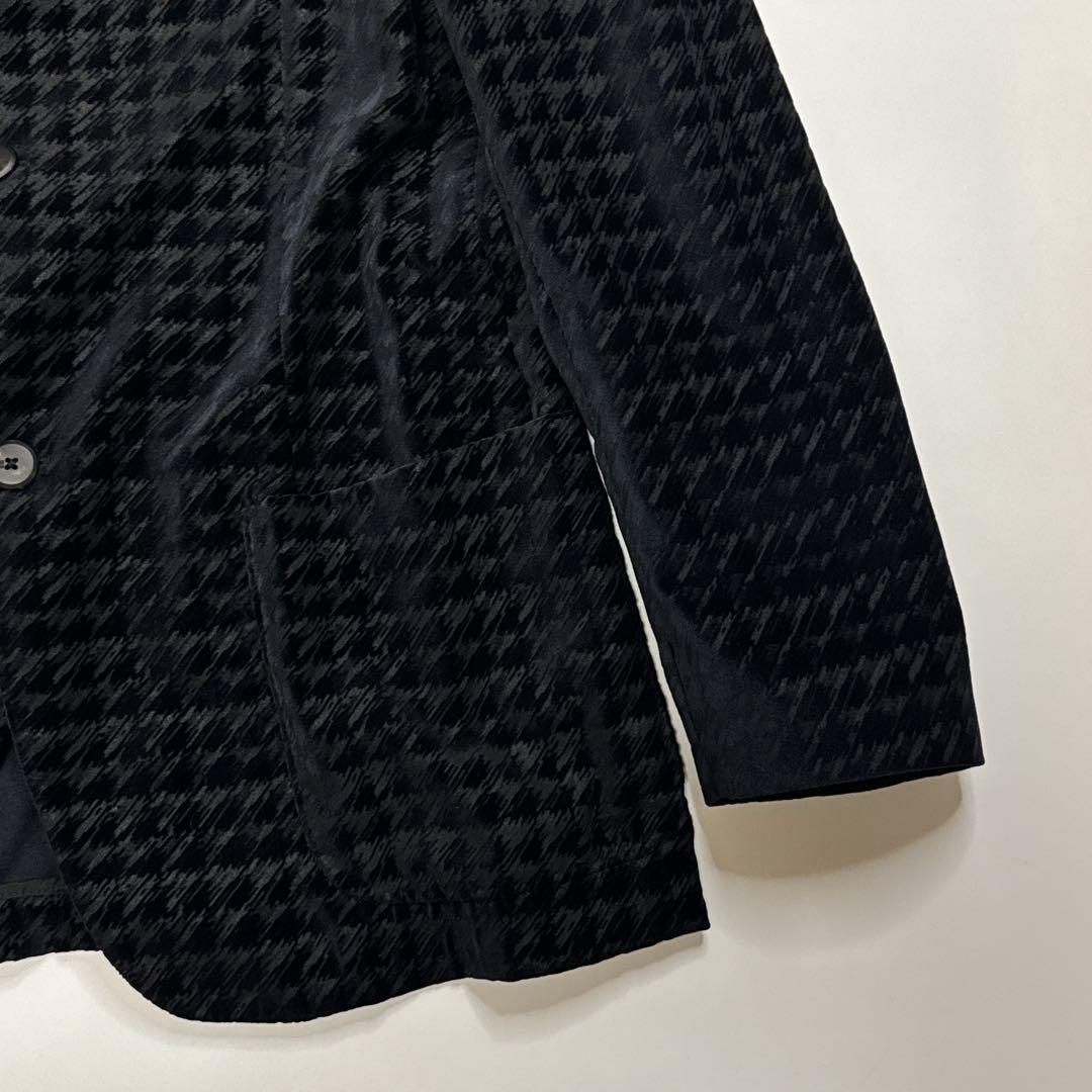 美品　ARMANI COLLEZIONI ベロア　マオカラージャケット　千鳥格子