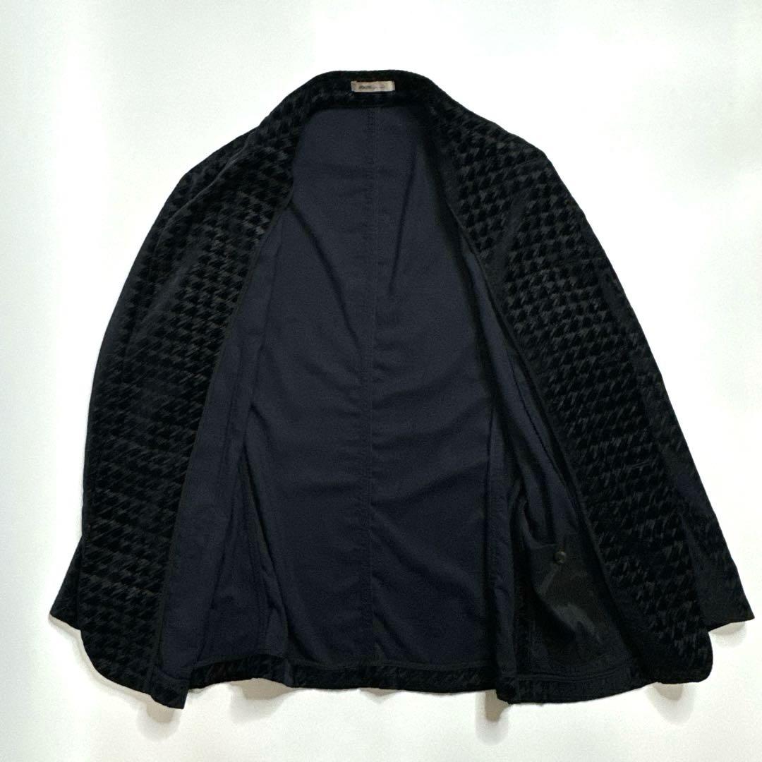 美品　ARMANI COLLEZIONI ベロア　マオカラージャケット　千鳥格子