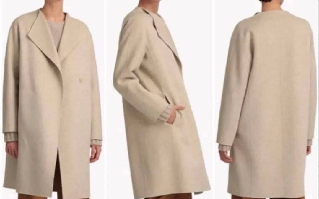 セオリーリュクス　カシミヤ　ウール　ノーカラー　コート