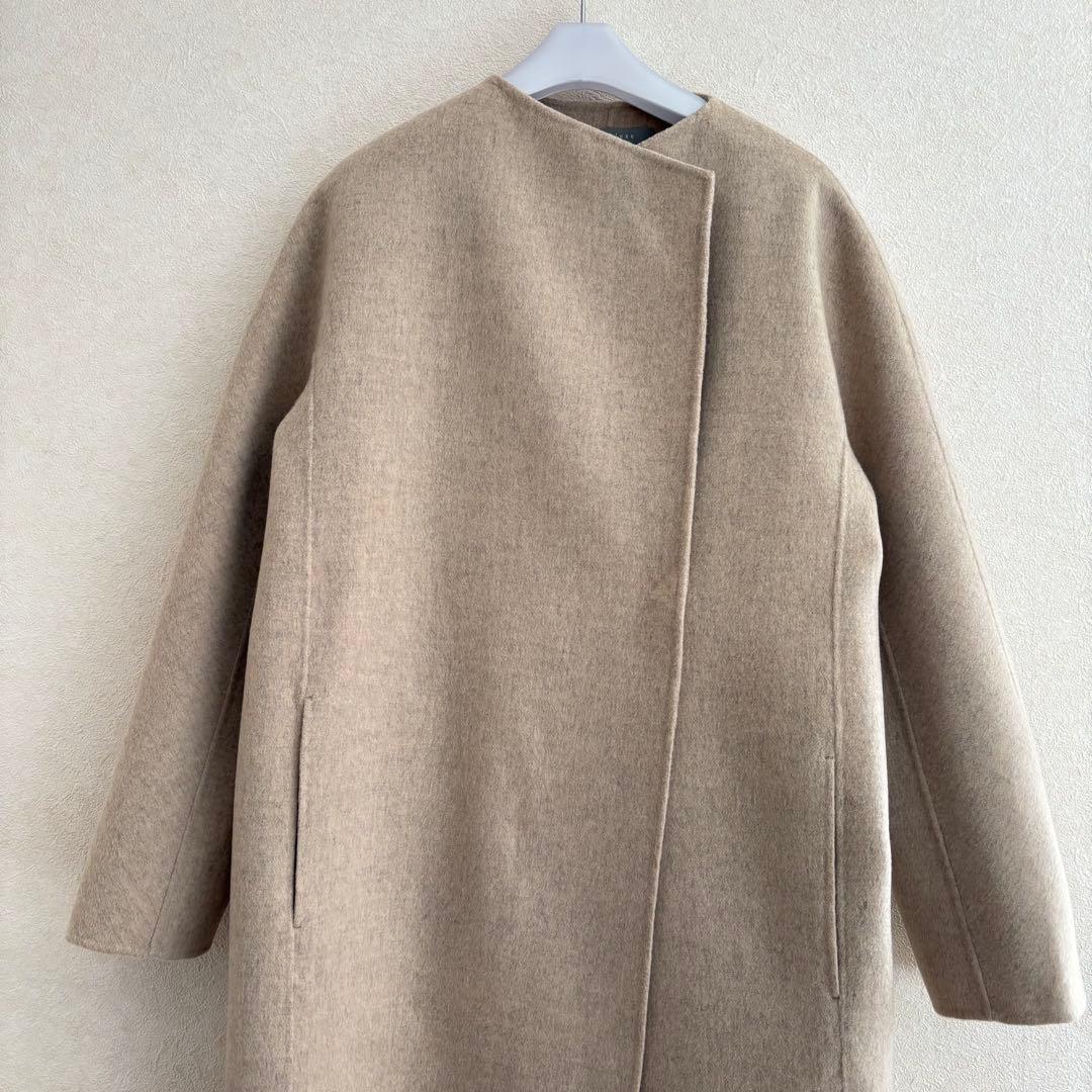 セオリーリュクス　カシミヤ　ウール　ノーカラー　コート