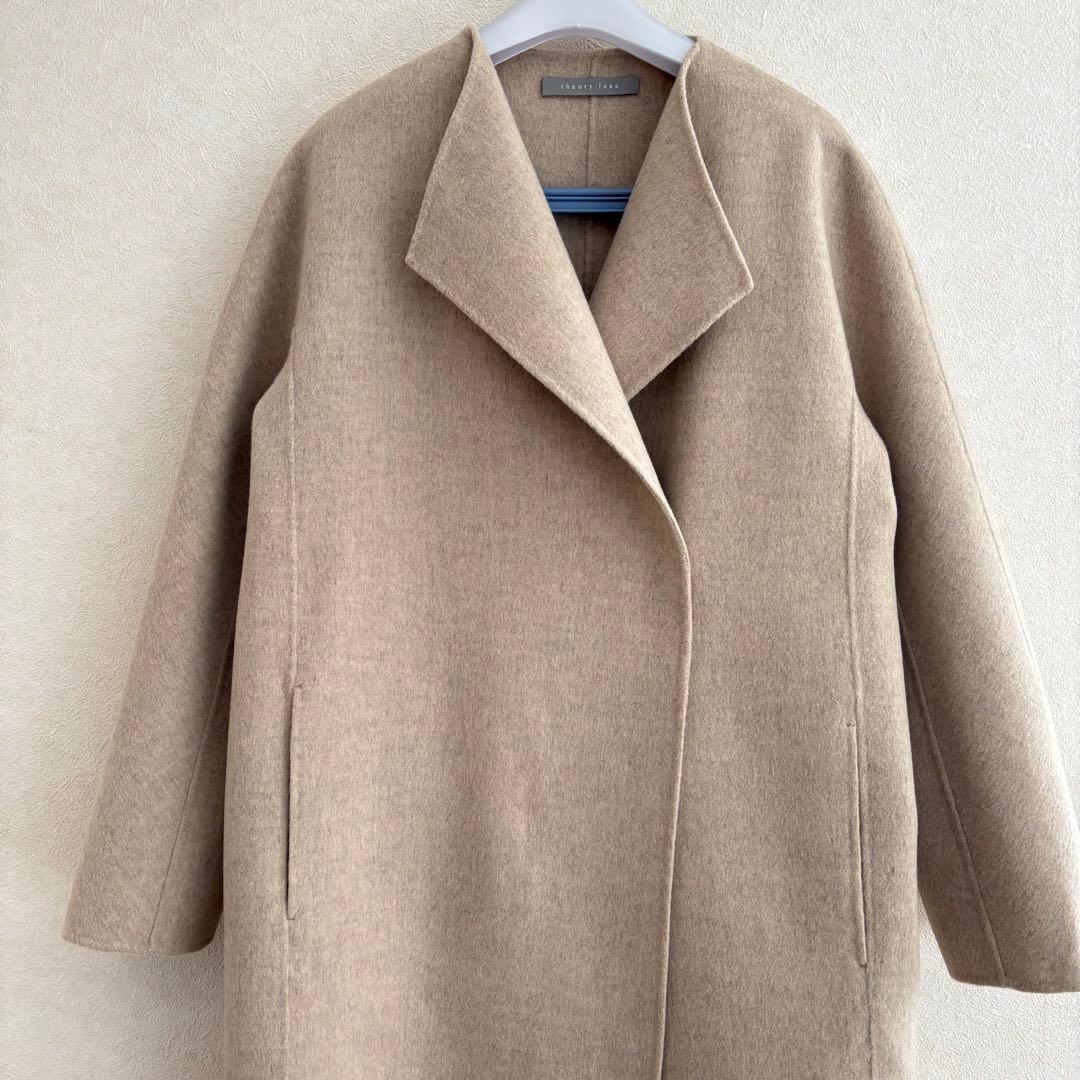 セオリーリュクス　カシミヤ　ウール　ノーカラー　コート