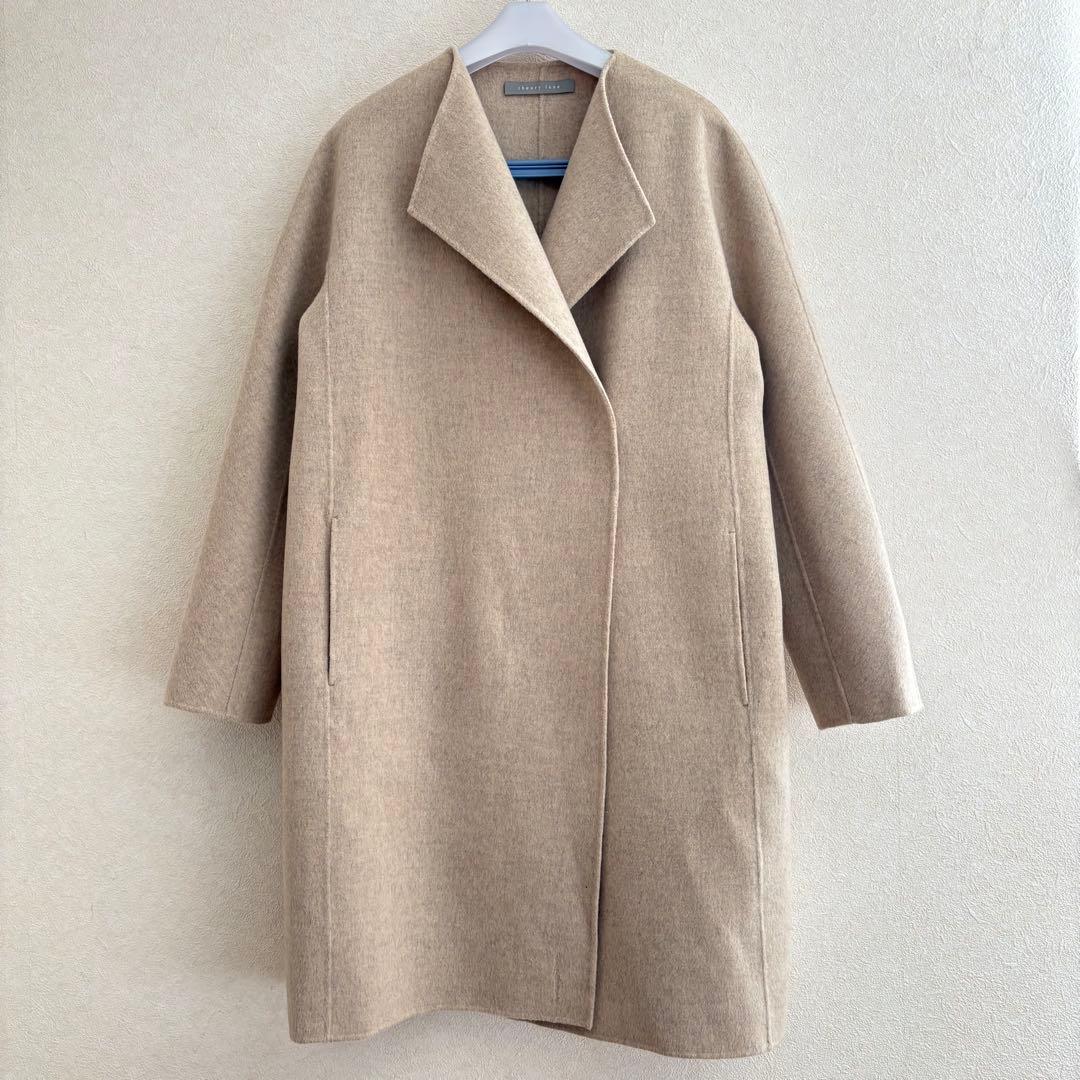 セオリーリュクス　カシミヤ　ウール　ノーカラー　コート