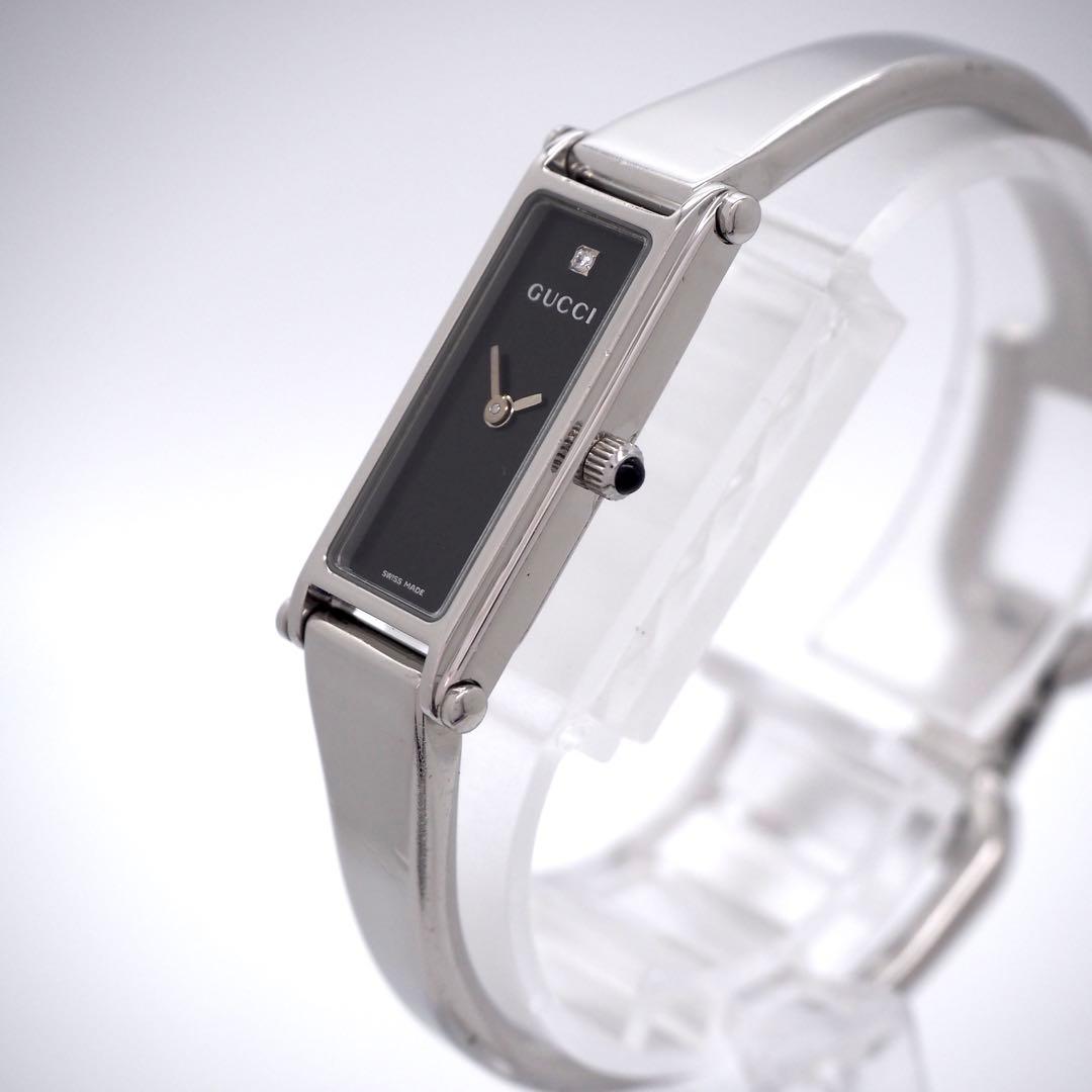 148 稼働　GUCCI 時計　レディース　バングル　1Pダイヤ　1500L
