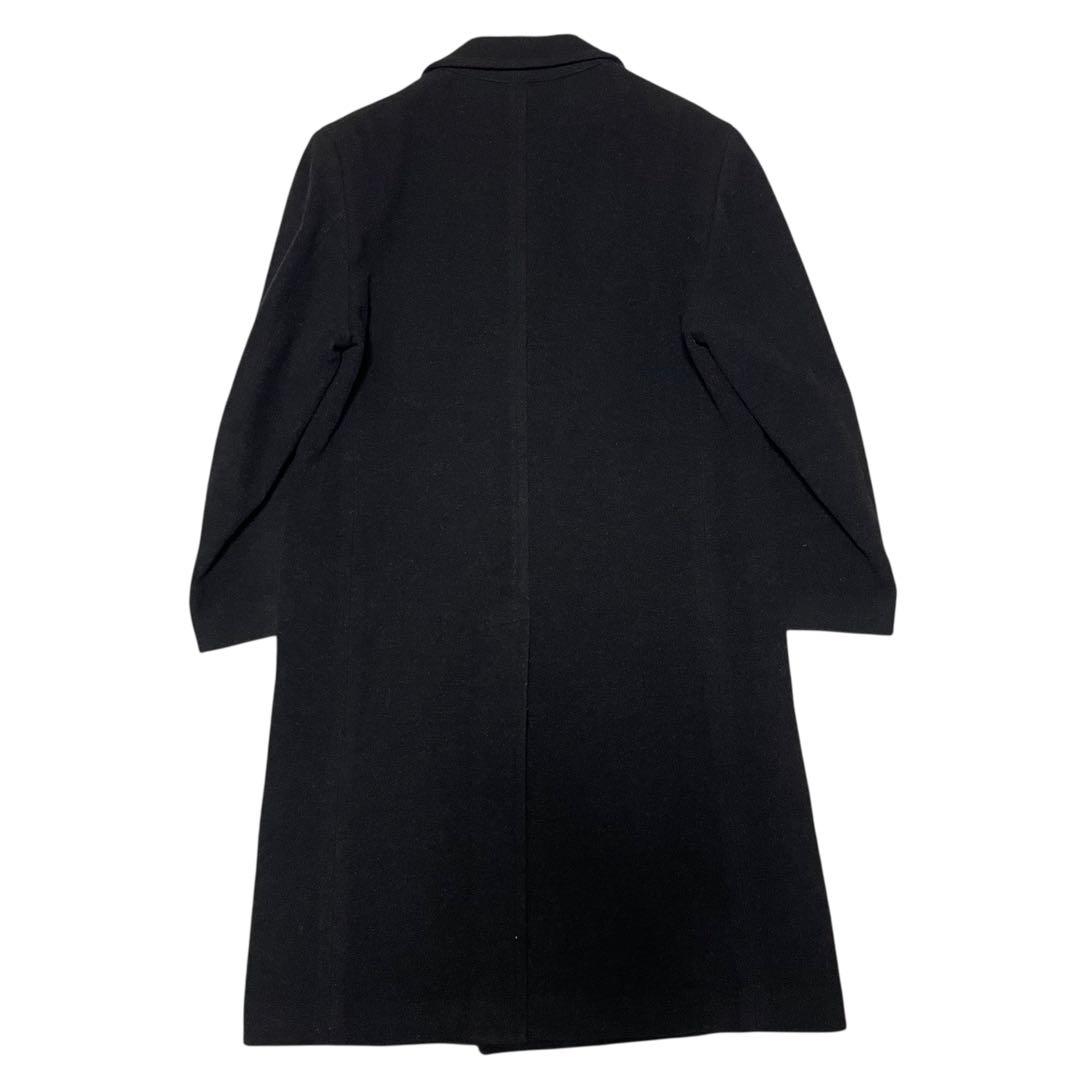 【大きいサイズ×日本製】ウール マキシ丈ダブルチェスターコート ブラック XL