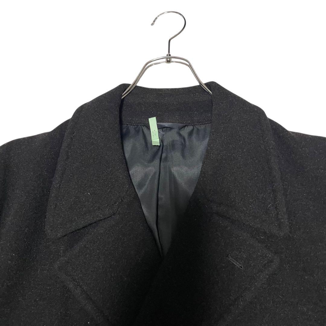 【大きいサイズ×日本製】ウール マキシ丈ダブルチェスターコート ブラック XL