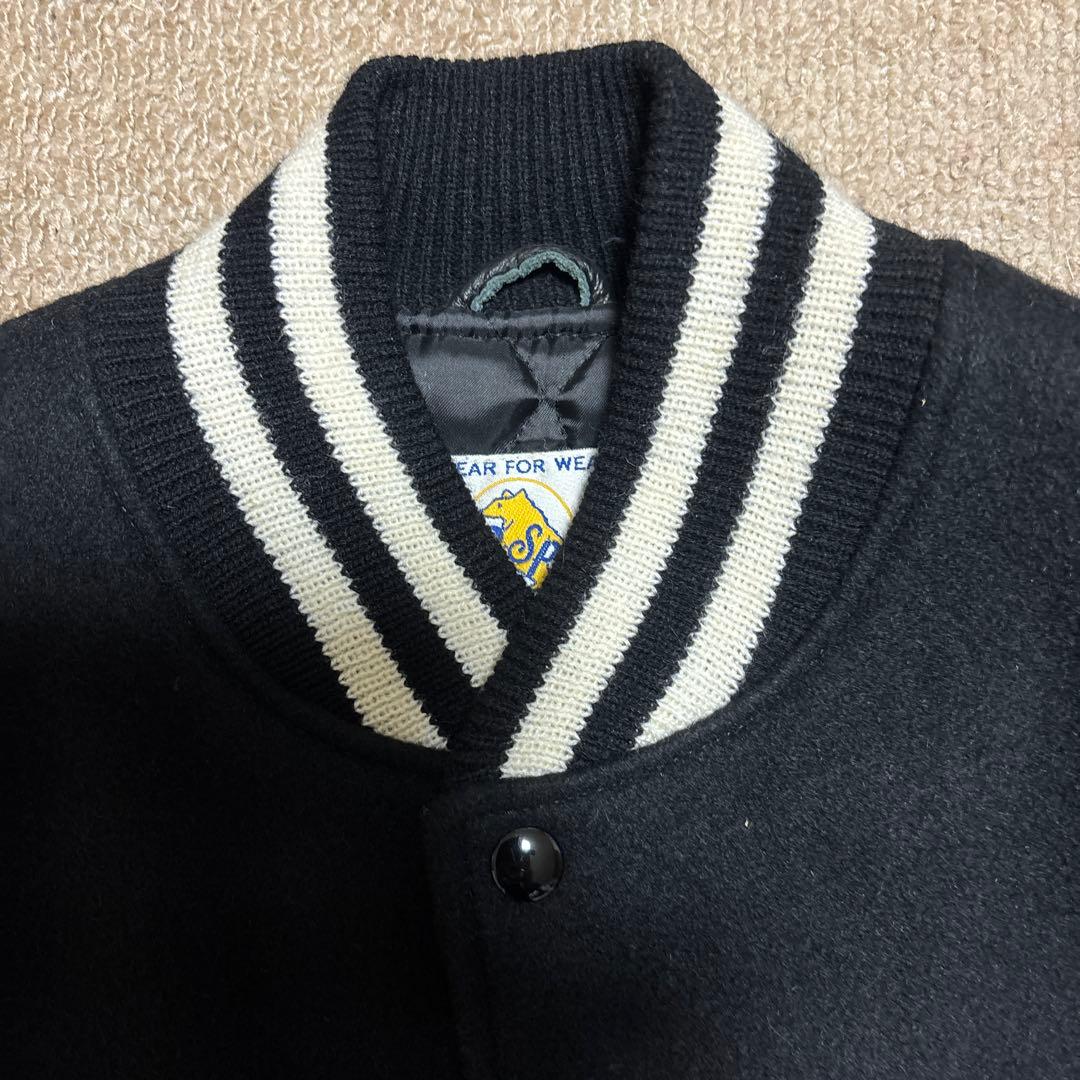 【早い者勝ち】訳ありゴールデンベアスタジャン黒ブラックレザーMサイズスタジャン